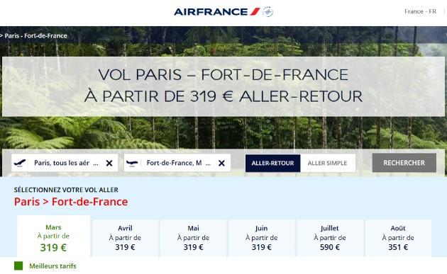 Air france webpage