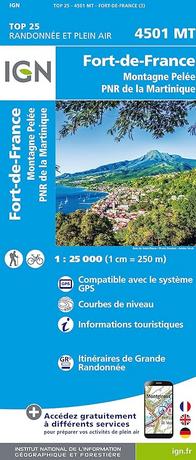 Carte ign fort de france montagne pelee carte topographique