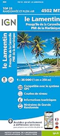 Carte ign le lamentin presquile de la caravelle martinique carte topographique