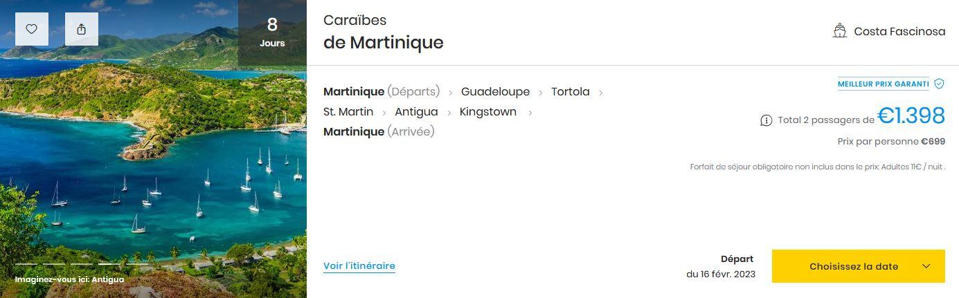 Costa croisiere caraibes martinique guadeloupe tortola st martin antigua kingston 8jours