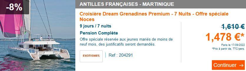 Croisiere dream grenadines premium 7 nuits offre speciale noces