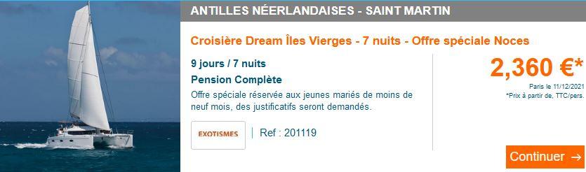 Croisiere dream iles vierges 7 nuits offre speciale noces