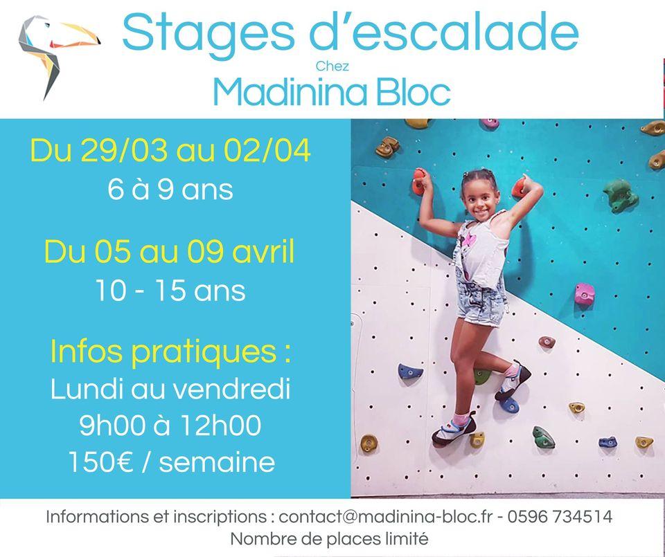Stage escalade 29 mars 09 avril madinina bloc